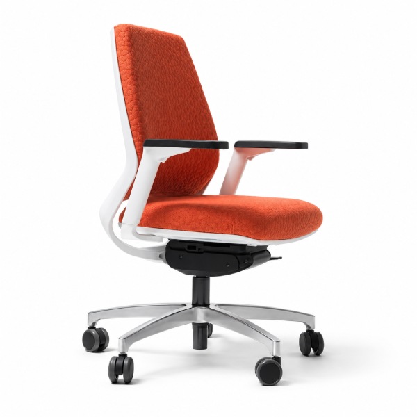Via 4U Orange Upholstered Task Chair with Polished Base