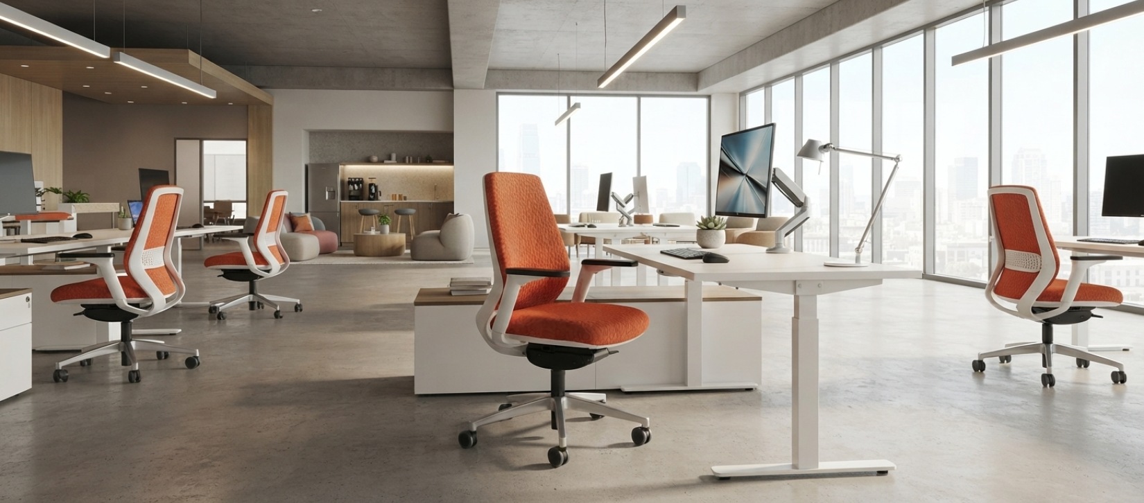 Via 4U Orange Upholstered Task Chair with Polished Base