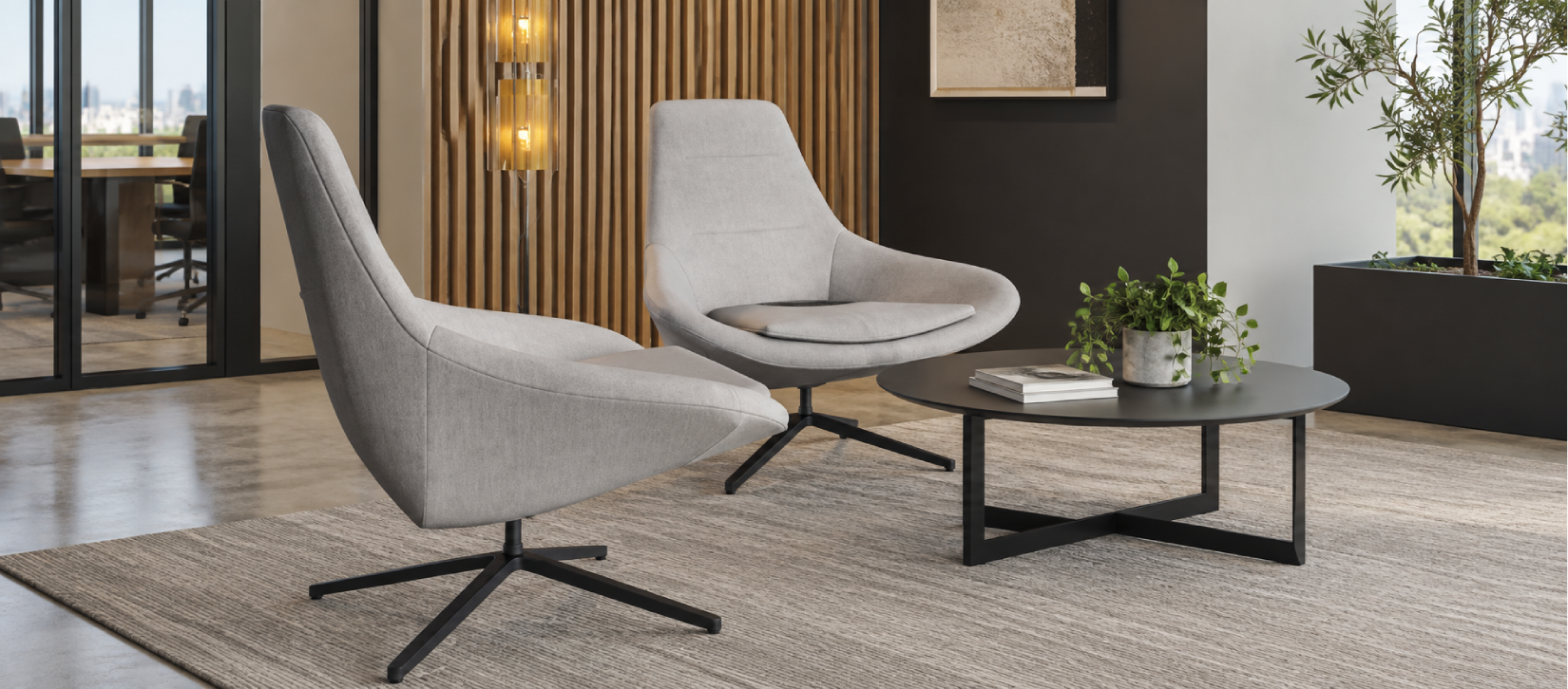 Via Astro Lounge Chair with Black Swivel Base