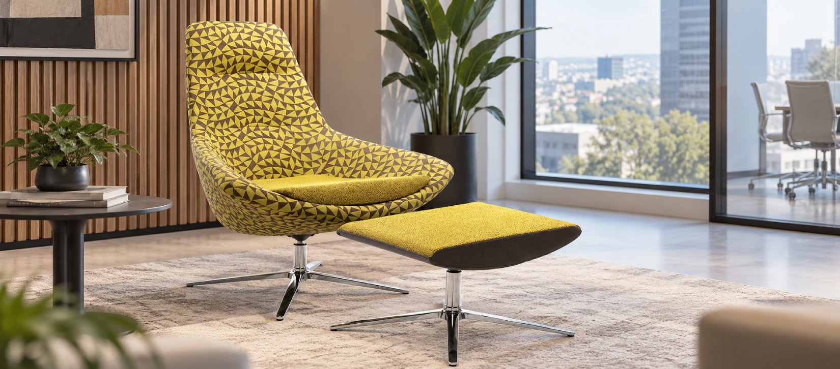 Via Astro Patterned Lounge Chair with Ottoman