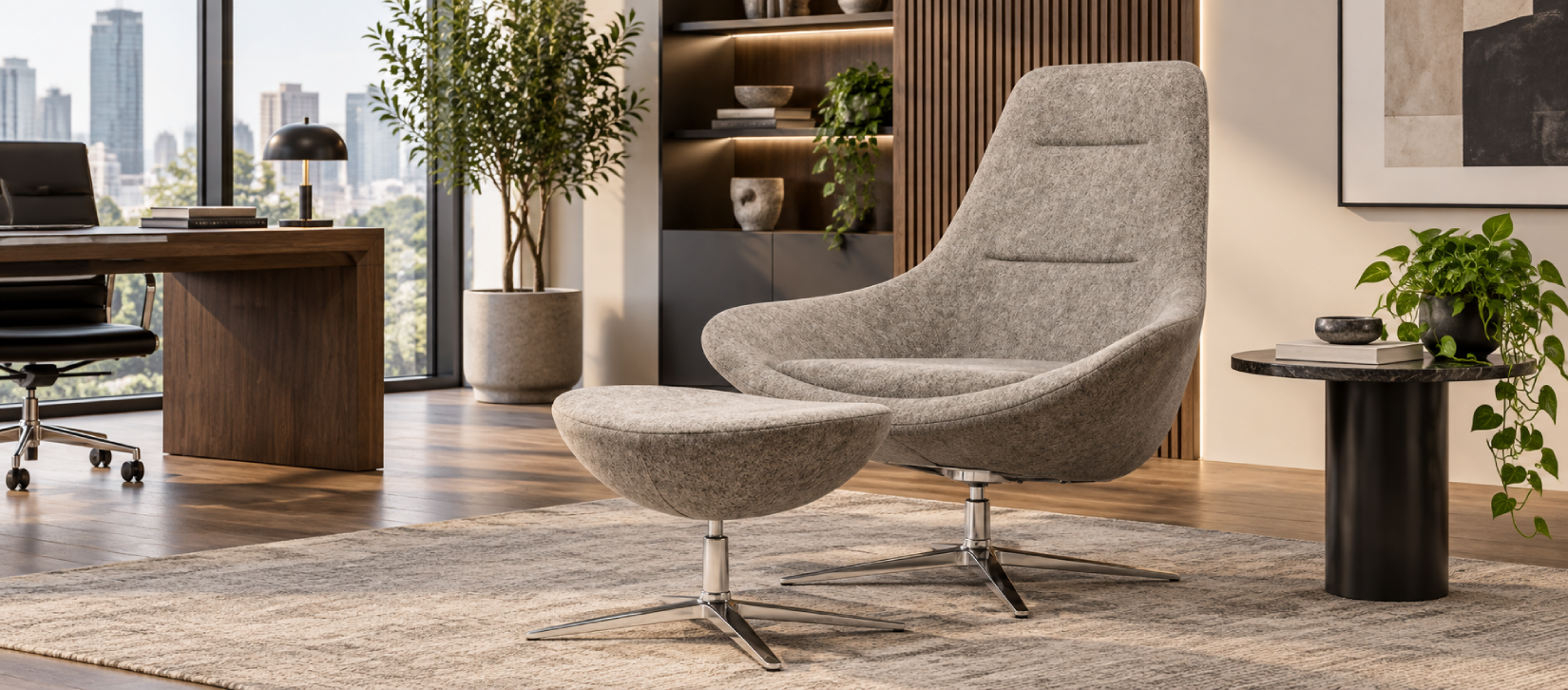 Via Astro Swivel Lounge Chair with Ottoman
