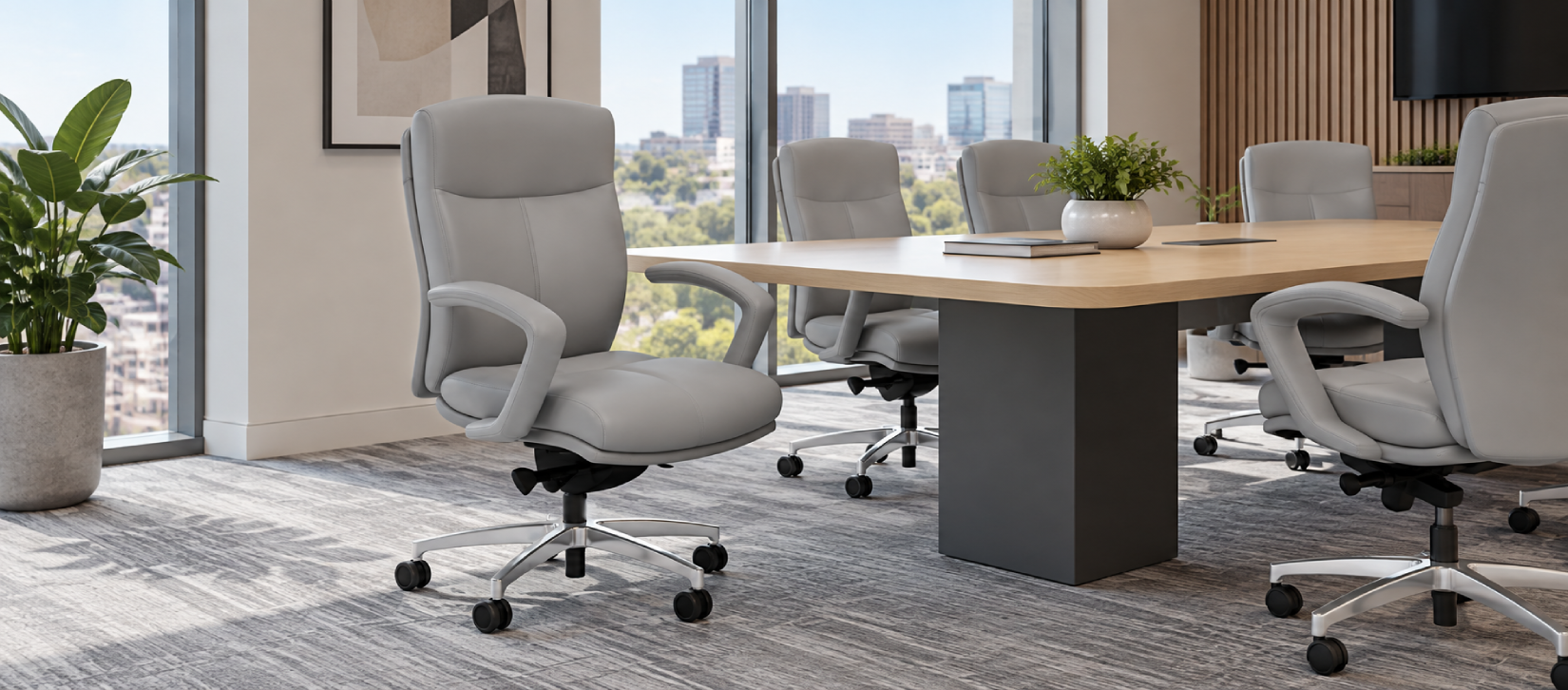 Via Carmel Conference Chair Gray Quilted
