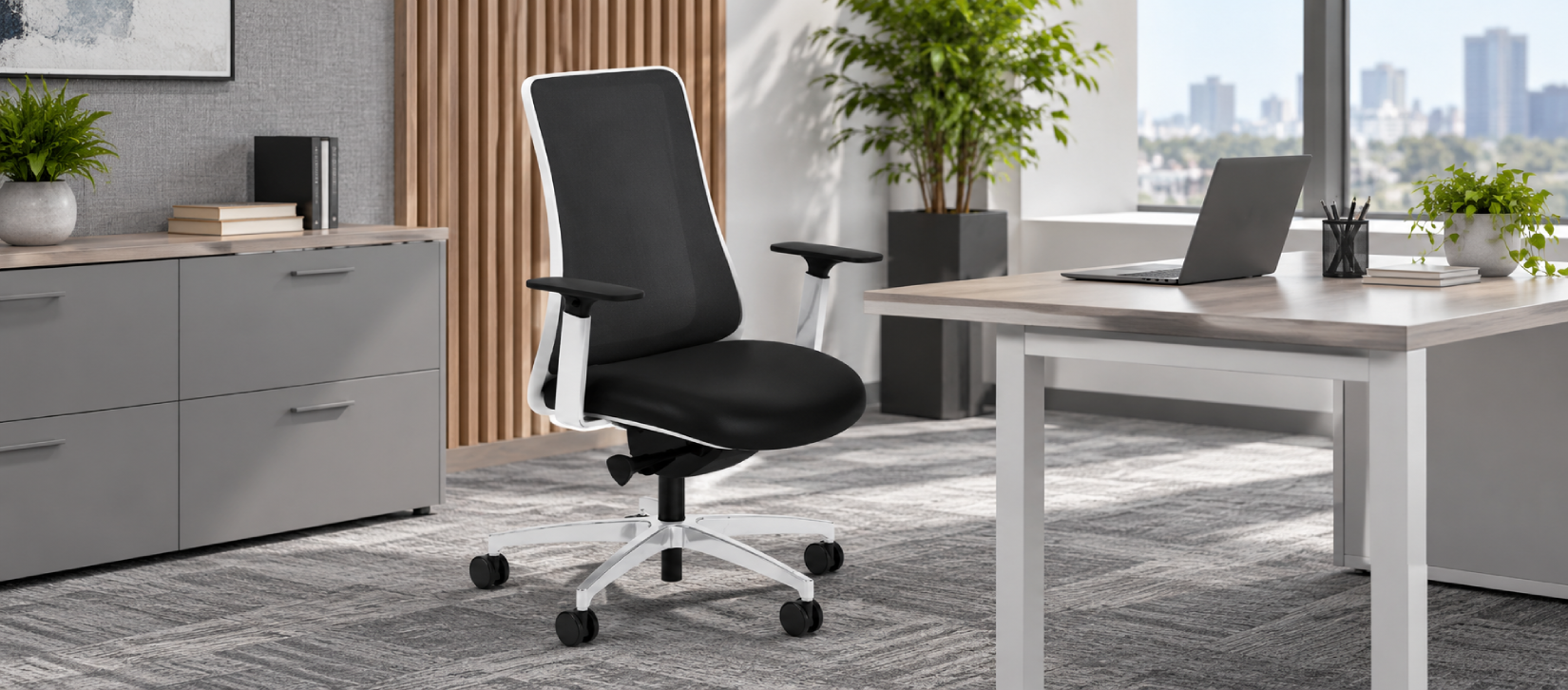 Via Genie 24/7 Ergonomic Office Chair, Mesh Back Polished Base Black Seat