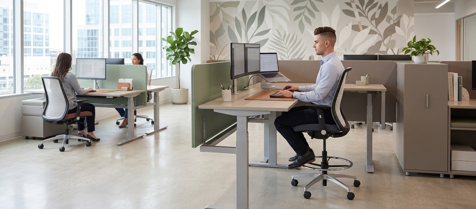 Via Genie Flex Grey Mesh Back Drafting Chair