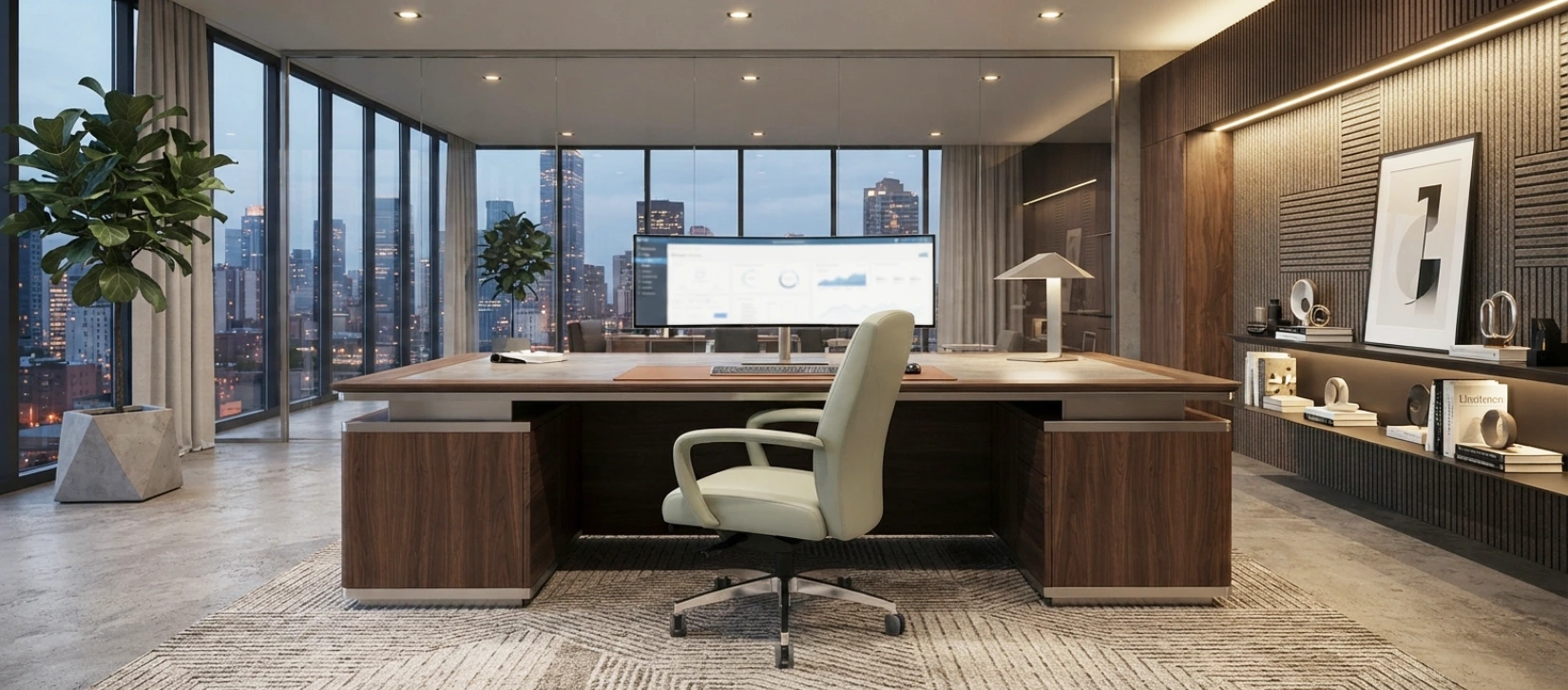 Via Oslo Mid-Back Leather Chair with Upholstered Arms in Ivory