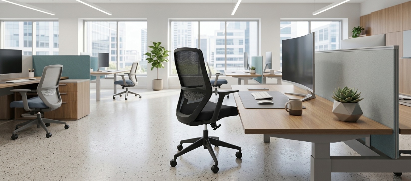Via Rise Mesh Back with Black Upholstered Chair