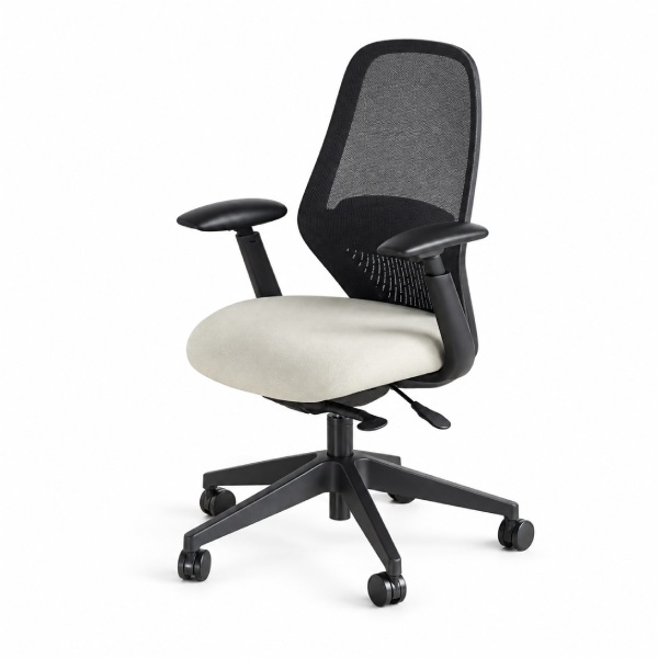 Via Rise Mesh Back with Cream Upholstered Chair