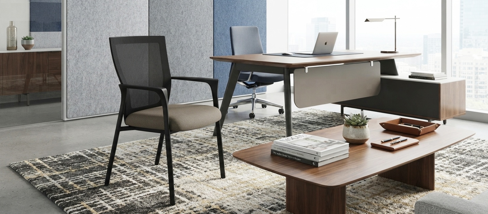 Via Run II Black Mesh Guest Chair with Taupe Seat