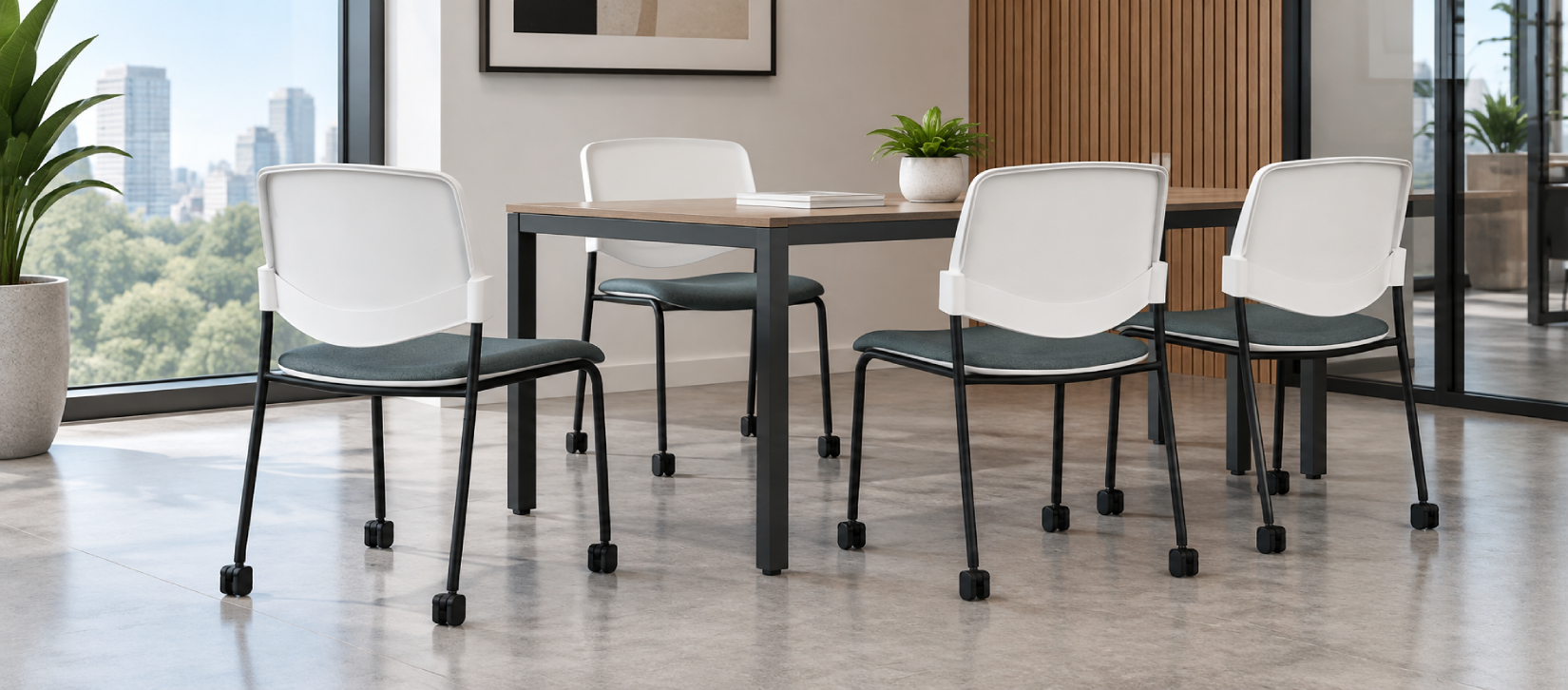 Via Sutro Office Guest Chair White Poly Back
