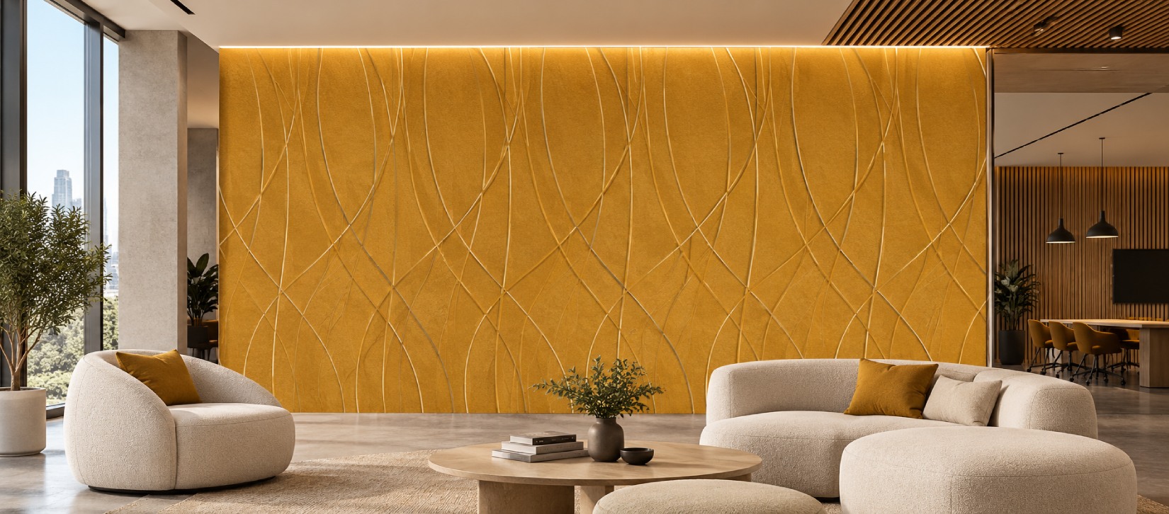 Weave Felt Wall Panels - Gold Sand