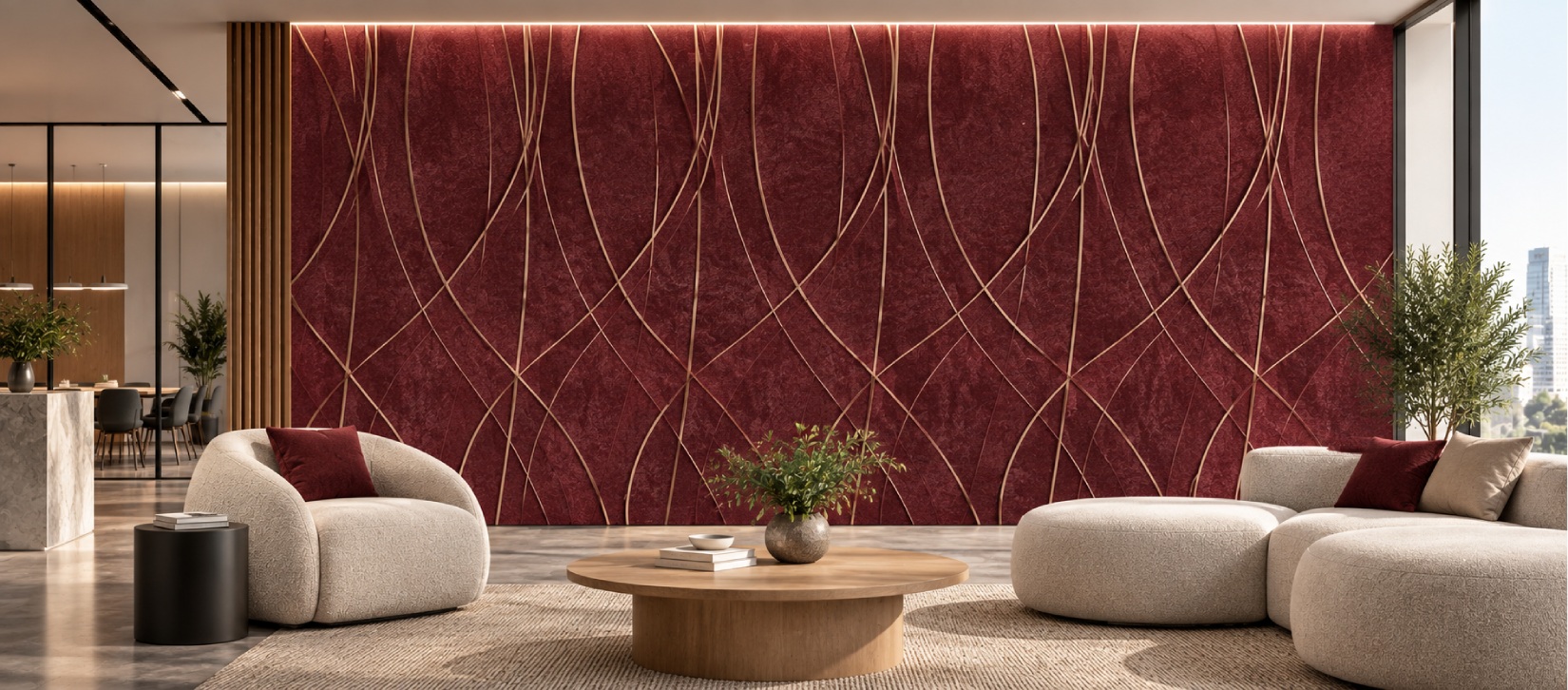 Weave Felt Wall Panels - Wine