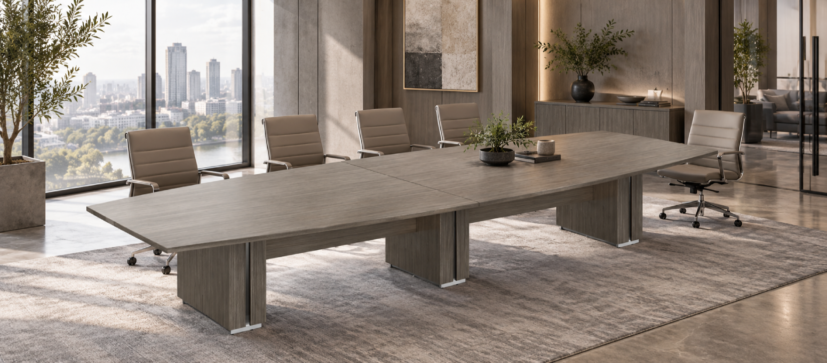 Zira Laminate Conference Table - Boat Shaped Zira Boardroom Table