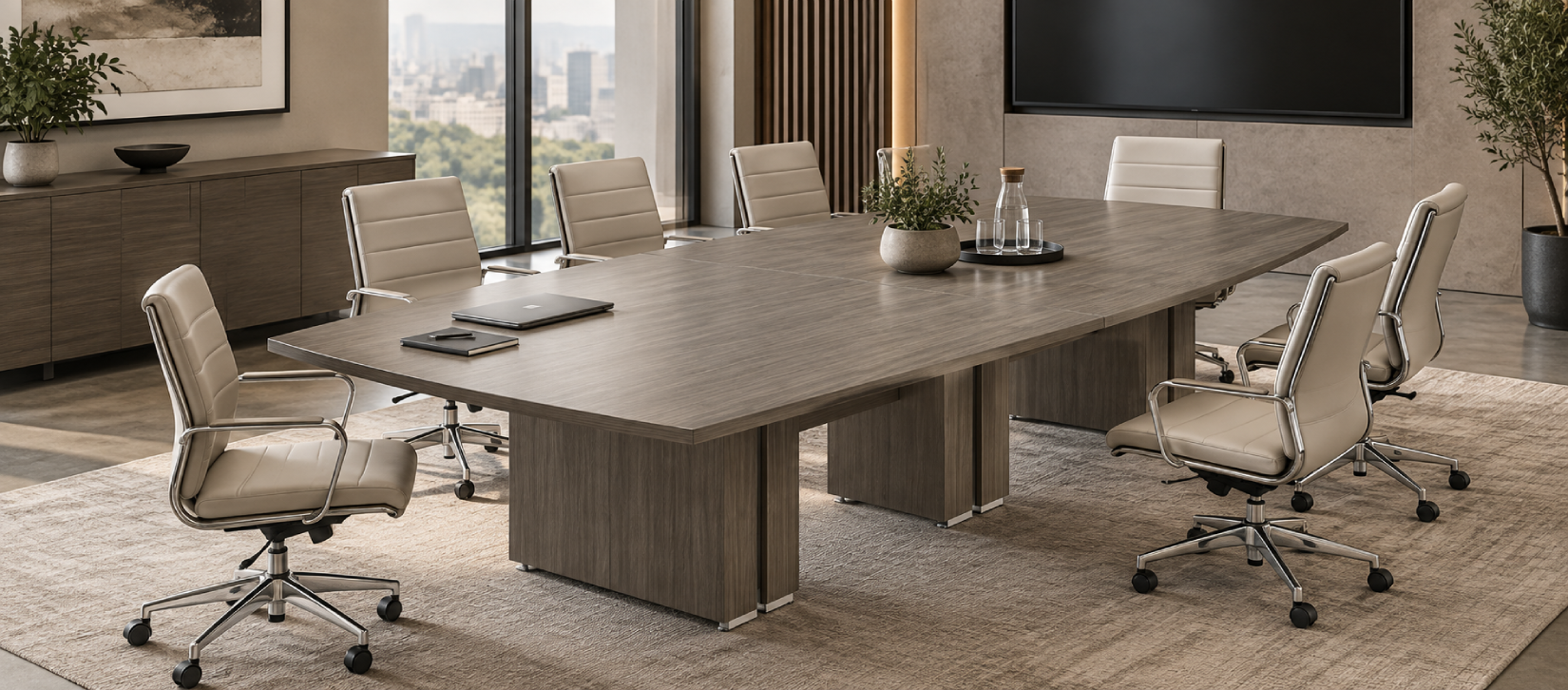 Zira Laminate Conference Table - Bow End Zira Boardroom Table