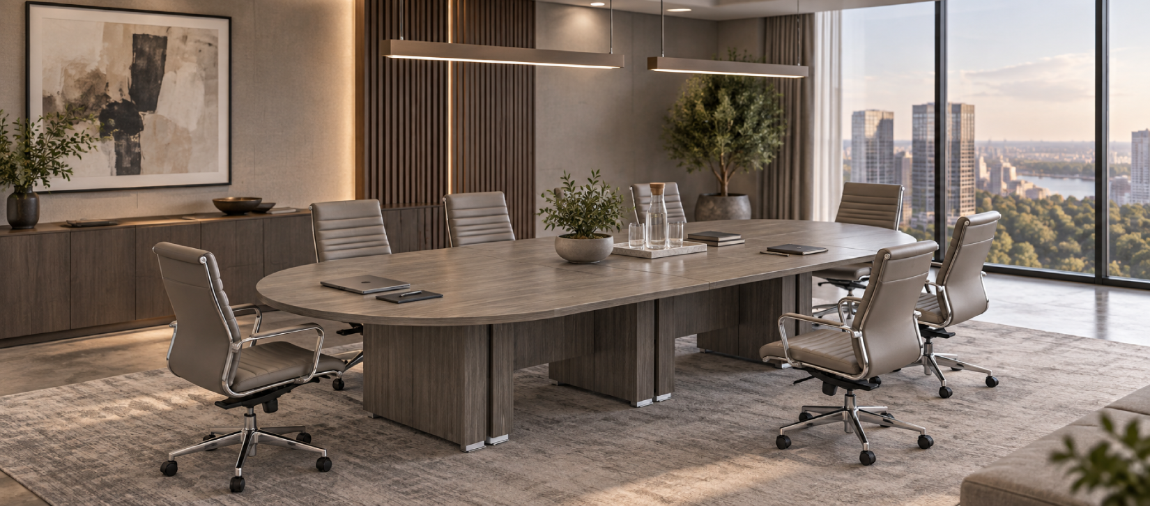 Zira Laminate Conference Table - Racetrack Zira Boardroom Table