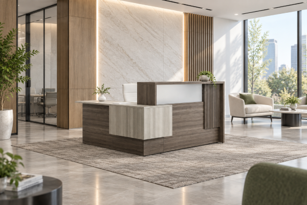 Zira Reception Desk with Lateral File Storage System