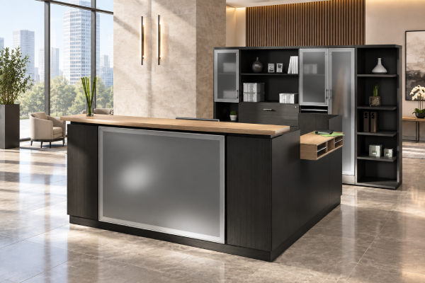 Zira Straight Front Reception Desk with File & Storage Cabinets