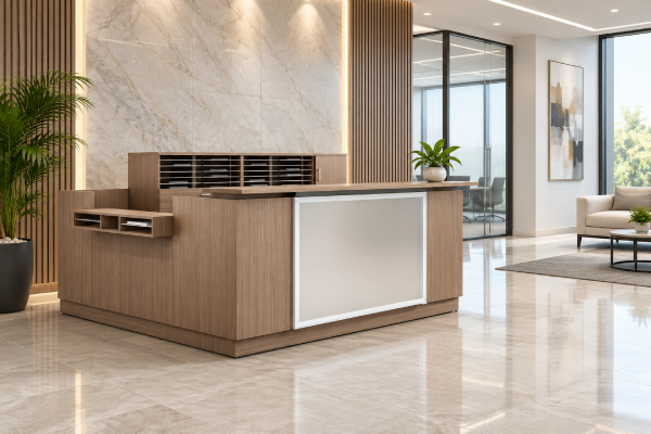 Zira Straight Top Reception Desk with Lateral File and Storage Cabinets