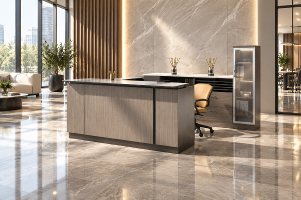 Zira Straight Top Reception Desk with Storage Cabinets