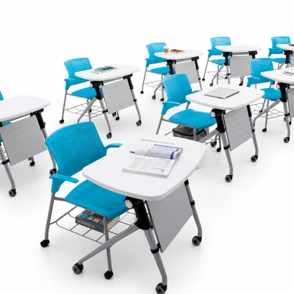 Zook White Flip-Top Classroom Table with Casters