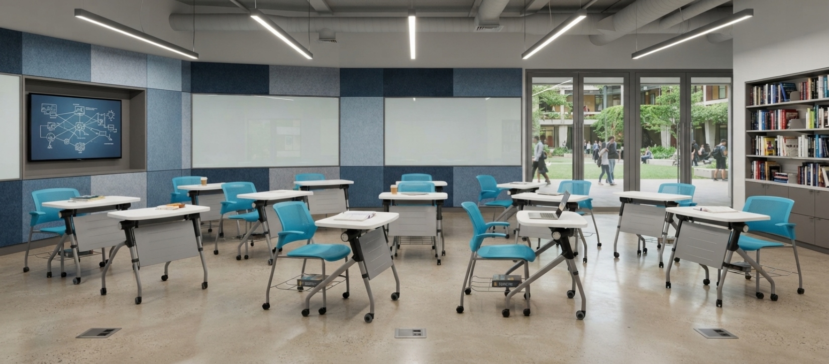 Zook White Flip-Top Classroom Table with Casters