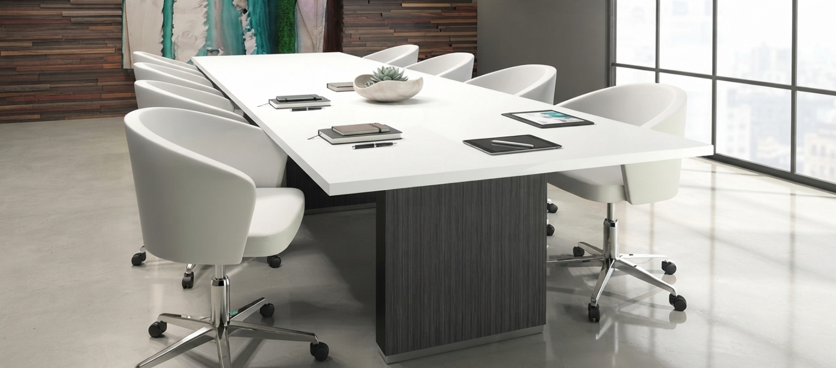 mericana White Top Meeting Table