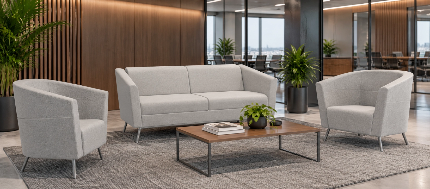 Global Wind Two Seat Sofa Metal Legs