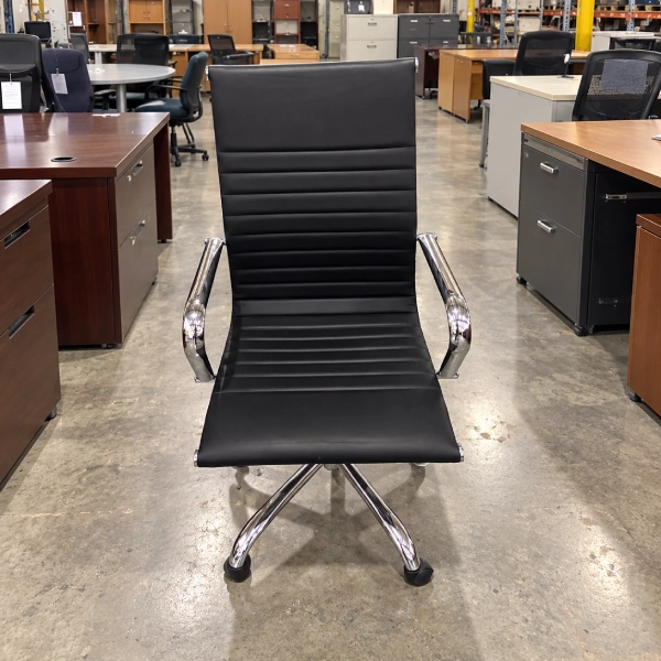 Used Leather Conference Chair, Chrome Frame