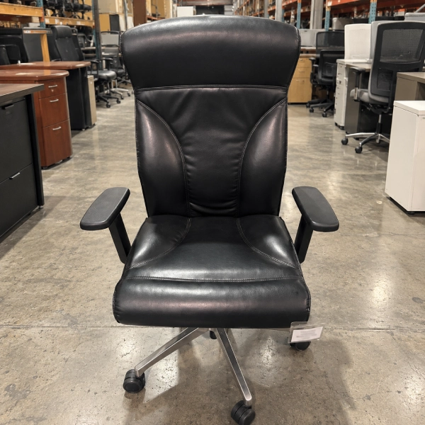 Used Black Leather Executive Office Chair with Arms-product