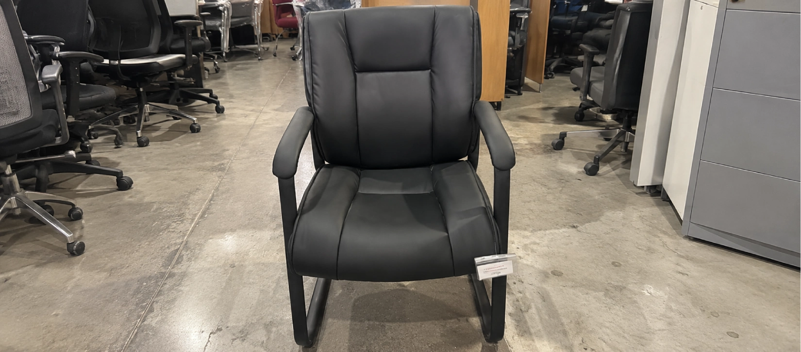 Used Black Leather Side Chair with Arms