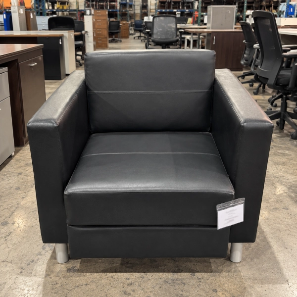 Used Black Leather Reception Lounge Chair-product