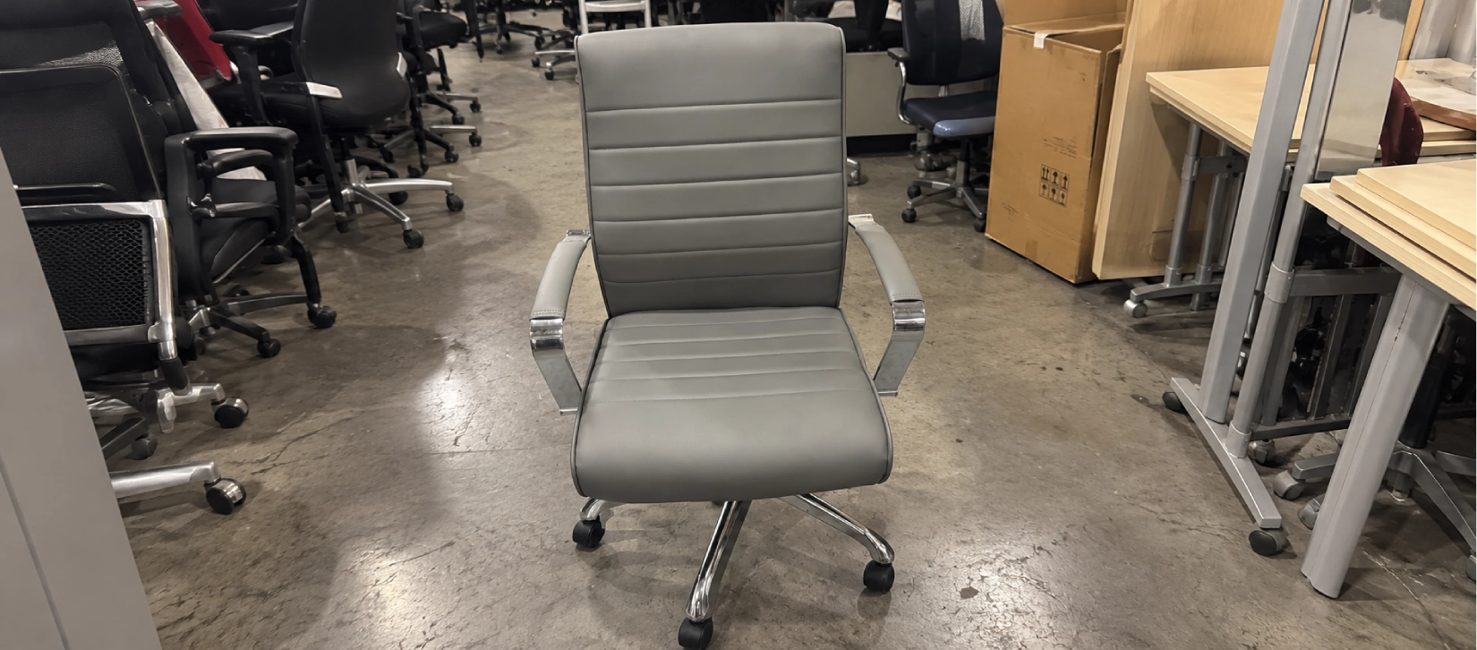 Used Leather Executive Chair, Chrome Base-hero