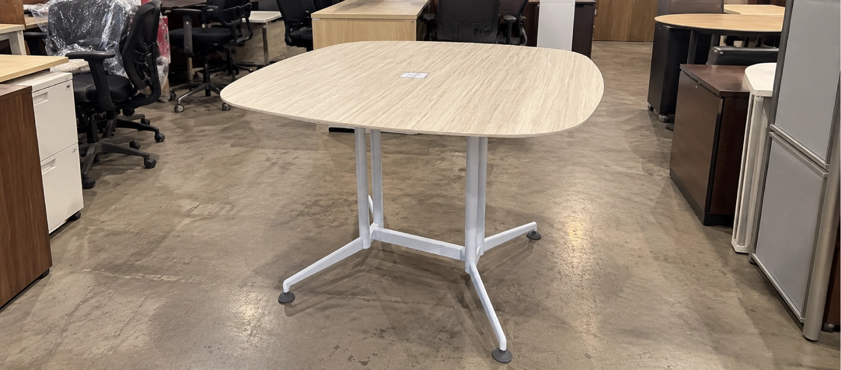 Used Oval Meeting Table with Metal Base-Hero