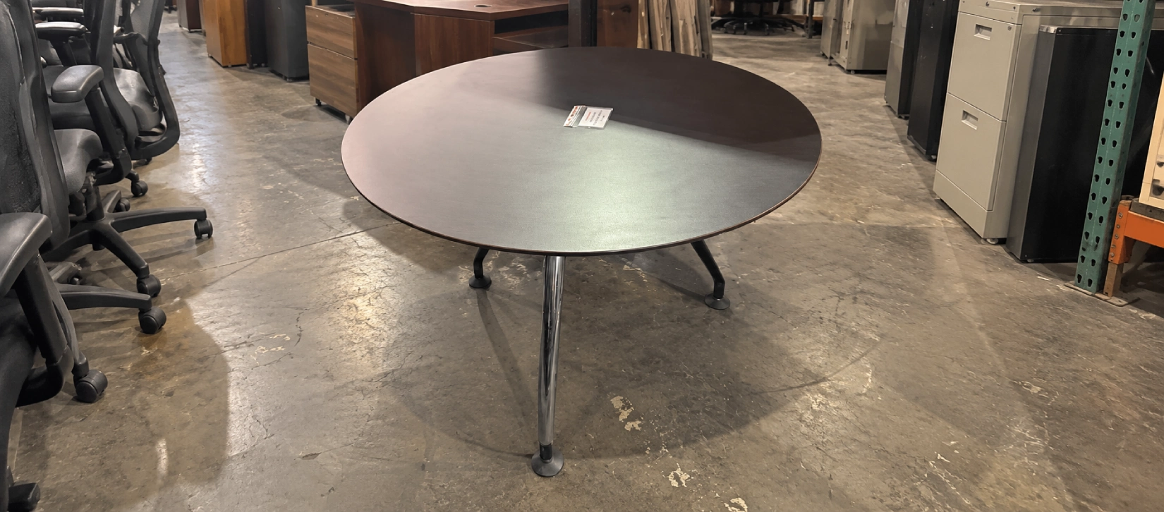 Used Round Meeting Table with Metal Legs-hero