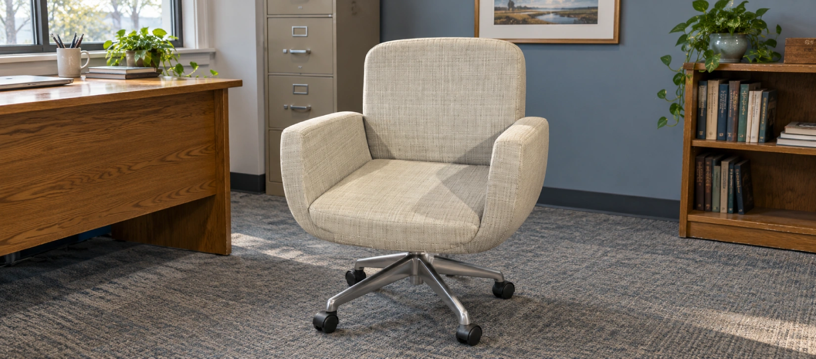 Used Upholstered Guest Chair on Casters-hero